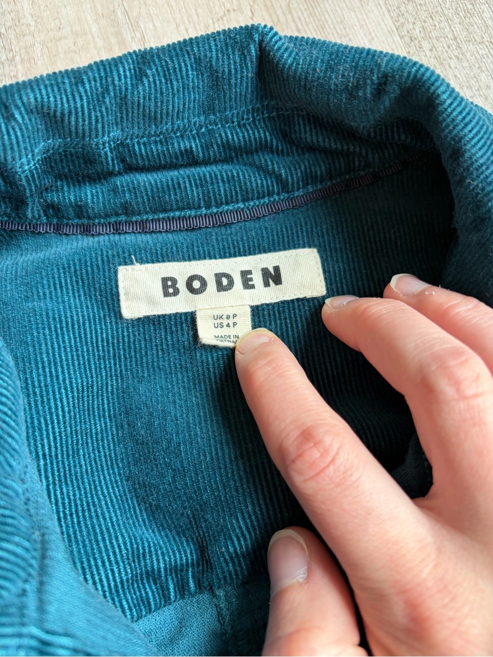 Boden - Amanda Cord Short Dress Corduroy Midnight Teal NWOT - Picture 6 of 9